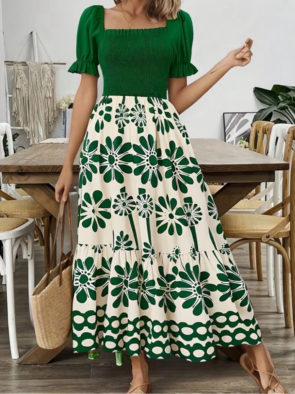 Green Floral Maxi Dress